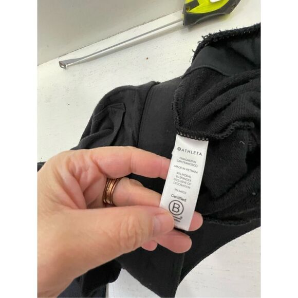 Athleta Black Pull-up Elastic waist Drawstring Sweatpants Size L - Picture 6 of 9